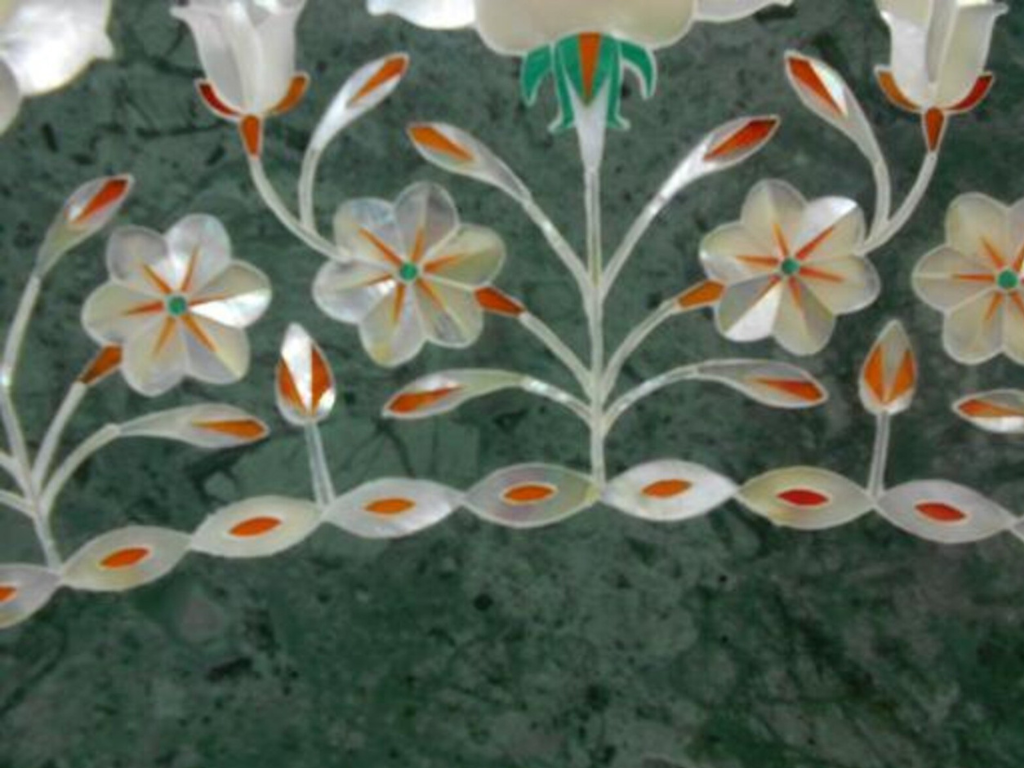 Luxury Round Marble Table with Floral MOP Inlay